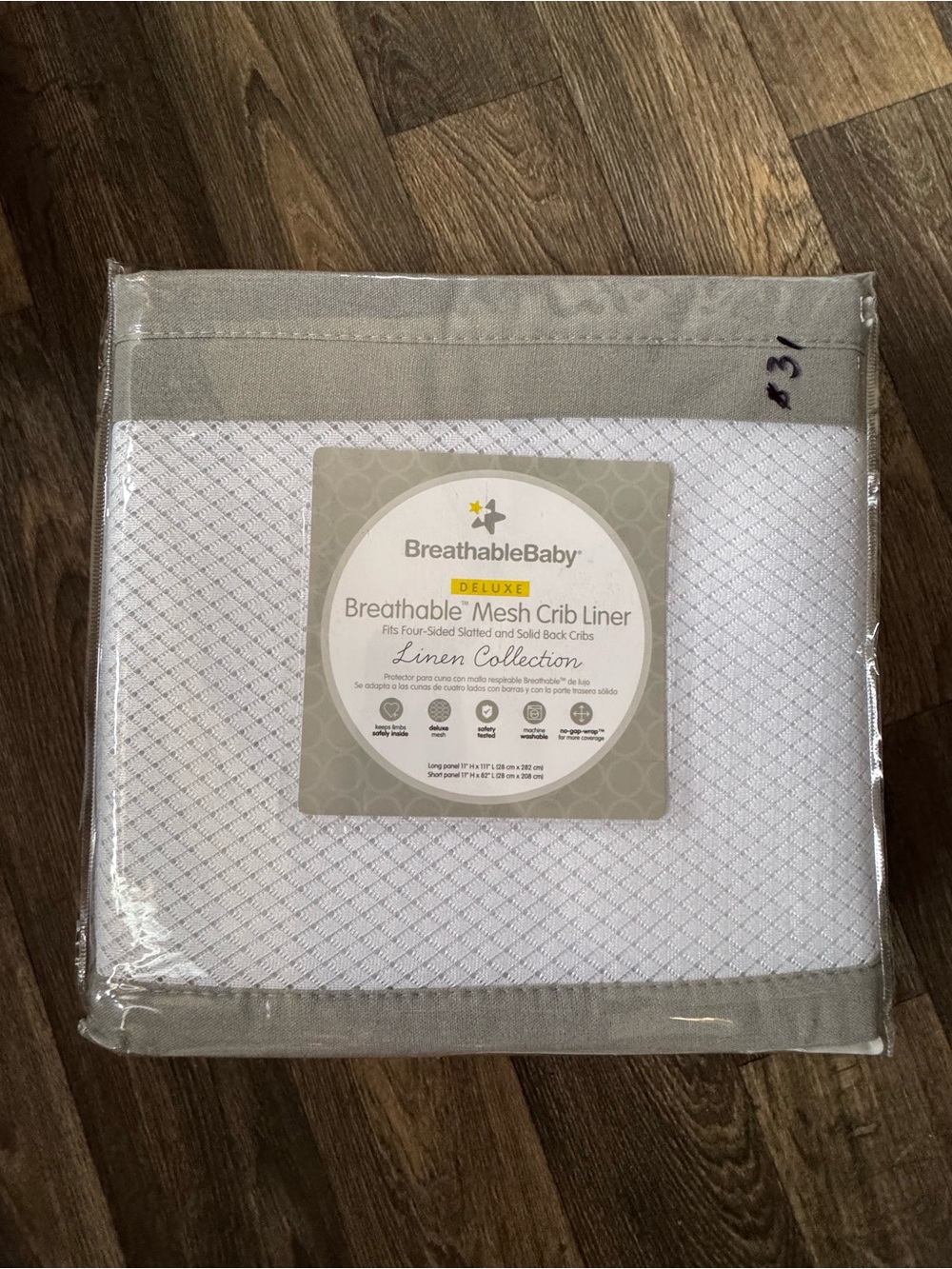 BreathableBaby Linen Collection Breathable Mesh Crib Liner in Gray